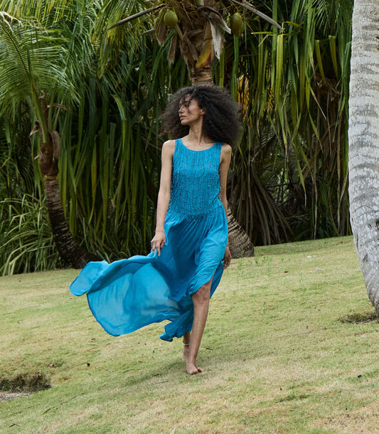 DONYALE DRESS -- BLUE GROTTO